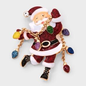 Santa nwt Christmas Glow Brooch - Multi-Colored